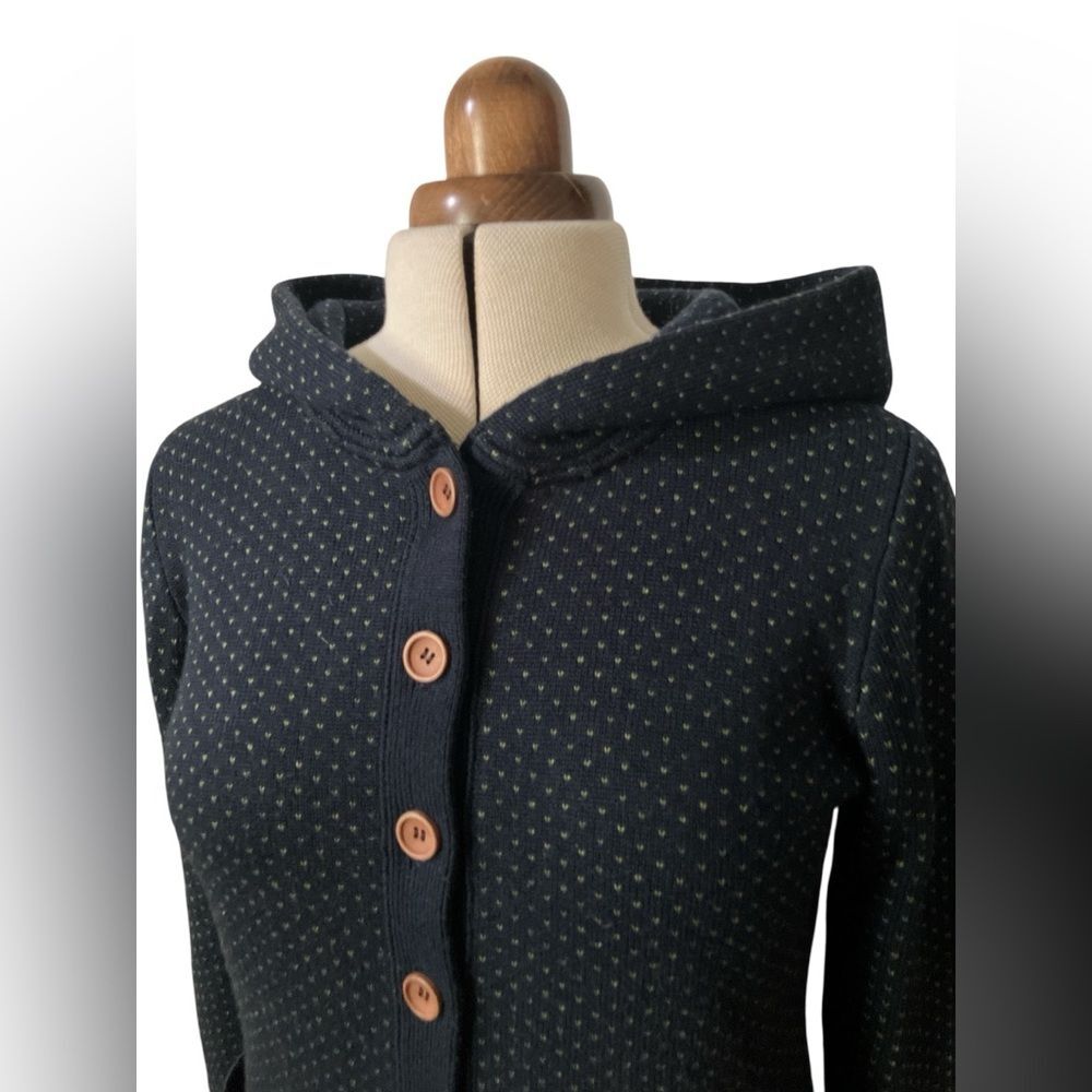 Princess Highway Sweater Size L Hood Button Up Navy Green Preppy Thick Cute